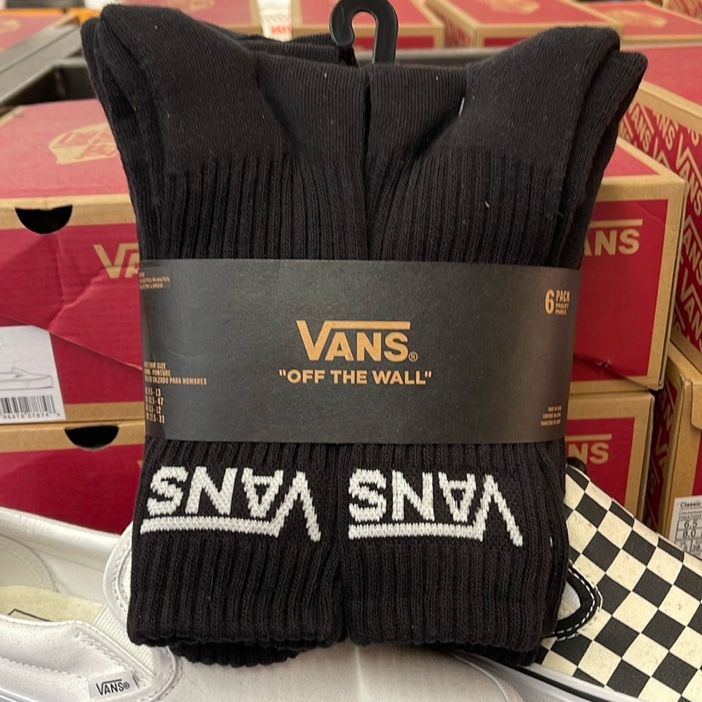 Vans Socks 6 pairs set CREW VANS.
"OFF THE WALL" Black /White 
NWT - Picture 8 of 16